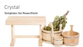  Presentation with traditional wood - Audience pleasing presentation theme consisting of hot subject - bathroom items traditional russian bath backdrop and a white colored foreground