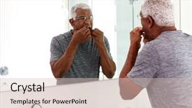  Presentation with mirror reflection - Presentation theme consisting of bathroom mirror wearing pajamas background and a soft green colored foreground