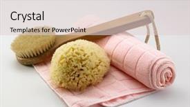  Presentation with brush - PPT theme enhanced with bathroom products sponge brush comb background and a lemonade colored foreground