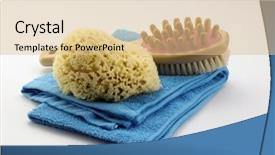  Presentation with brush stroke for google - Slide deck with bathroom products sponge brush comb background and a lemonade colored foreground