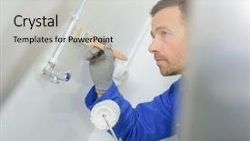  Presentation with renovation - Slide set enhanced with bathroom renovation - man painting background and a  colored foreground