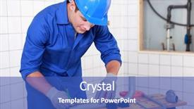  Presentation with plumber - Cool new presentation with bathroom renovation - portrait of a young plumber backdrop and a  colored foreground