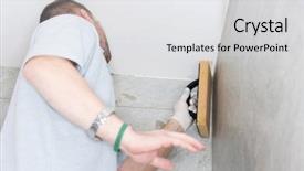  Presentation with ceramic tiles - Slide set enhanced with bathroom renovation - tiler installs ceramic tiles background and a white colored foreground