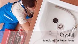  Presentation with plumber - PPT layouts consisting of bathroom renovation - view of a plumber background and a soft green colored foreground