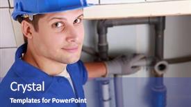  Presentation with pipes - Theme enhanced with bathroom renovation - young male plumber installing pipes background and a  colored foreground