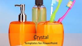  Presentation with bathroom - Audience pleasing PPT theme consisting of bathroom-set-on-blue-background backdrop and a gold colored foreground