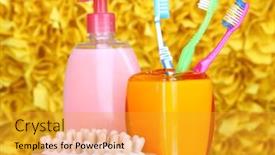  Presentation with bathroom - Cool new slide deck with bathroom-set-on-yellow-background backdrop and a gold colored foreground