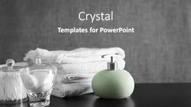  Presentation with sponges - Beautiful PPT theme featuring bathroom set with towels dispenser and sponges on grey background backdrop and a gray colored foreground