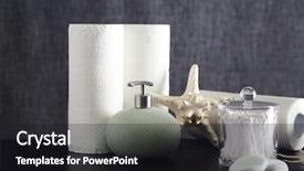  Presentation with sponges - Audience pleasing theme consisting of bathroom set with towels sponges backdrop and a  colored foreground