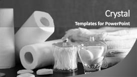  Presentation with sponges - Beautiful theme featuring bathroom set with towels sponges backdrop and a  colored foreground