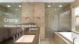  Presentation with modern - PPT theme with bathroom shower - modern master bath background and a coral colored foreground