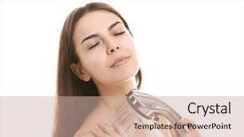  Presentation with beautiful young woman getting face - PPT theme having bathroom showeringshower head - beautiful young woman taking shower background and a coral colored foreground