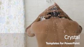  Presentation with greeiting show man - Cool new PPT theme with bathroom showeringshower head - rear view of a man backdrop and a violet colored foreground