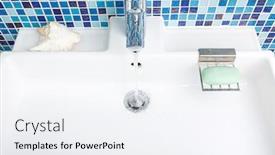  Presentation with water tap - PPT theme consisting of bathroom-sink-tap-with-running background and a white colored foreground