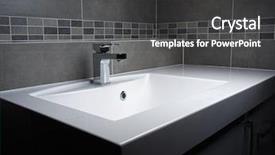  Presentation with water faucet - Amazing PPT theme having bathroom washbasin with chrome faucet backdrop and a dark gray colored foreground