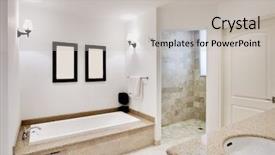  Presentation with wide - Slides enhanced with bathroom with bath and shower background and a  colored foreground