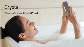  Presentation with mobile home - Colorful slide deck enhanced with bathtub - side view portrait backdrop and a soft green colored foreground