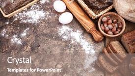  Presentation with bread life - Presentation theme featuring fresh bread still life bakery background and a coral colored foreground