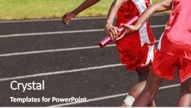  Presentation with baton - Beautiful PPT theme featuring baton in a relay race backdrop and a dark gray colored foreground