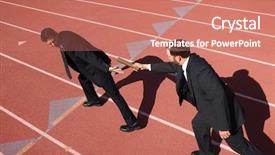  Presentation with baton - Presentation design with baton in a track relay background and a coral colored foreground