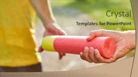  Presentation with teambuilding - Beautiful slides featuring baton-is-handed-over backdrop and a yellow colored foreground