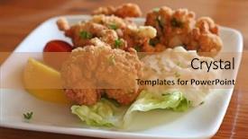  Presentation with planets deep space - PPT layouts consisting of batter coated fritters deep fried dish on white plate background and a gold colored foreground