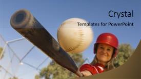  Presentation with softball - Beautiful theme featuring batter hitting softball backdrop and a teal colored foreground