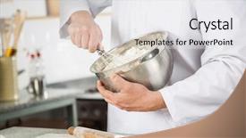  Presentation with chef - Presentation theme consisting of battered - midsection of male chef mixing background and a white colored foreground