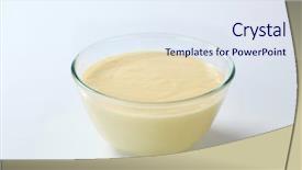  Presentation with bowl - Cool new PPT layouts with battered - sponge cake batter backdrop and a sky blue colored foreground