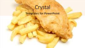  Presentation with fish - Presentation design with battered cod fish and chips background and a yellow colored foreground