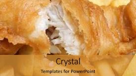  Presentation with fish - Slide deck enhanced with battered cod fish fillet background and a gold colored foreground