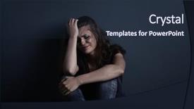  Presentation with woman sad - Presentation featuring battered sad woman sitting alone background and a tawny brown colored foreground