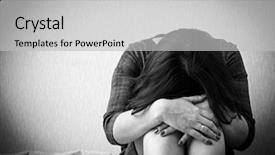  Presentation with battered women - Beautiful presentation design featuring battered women - depression black and white photo backdrop and a light gray colored foreground