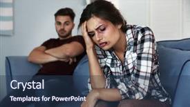  Presentation with man joined woman - Theme featuring battered young woman and man background and a ocean colored foreground