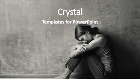 Presentation with concrete - Beautiful PPT theme featuring battered young woman sitting near backdrop and a gray colored foreground