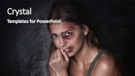  Presentation with near furnace creek in death - Colorful PPT layouts enhanced with battered young woman sitting near backdrop and a black colored foreground