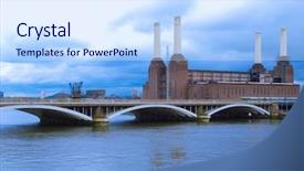  Presentation with station - Colorful slide set enhanced with battersea power station in london backdrop and a sky blue colored foreground