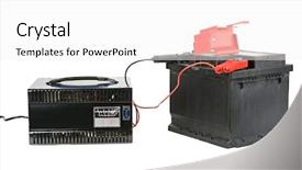  Presentation with battery - PPT layouts featuring battery and charger isolated background and a white colored foreground