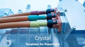  Presentation with electric car battery - Beautiful slides featuring battery-and-wire-installed backdrop and a teal colored foreground