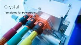  Presentation with electric car battery - Audience pleasing theme consisting of battery-and-wire-installed backdrop and a cool aqua colored foreground