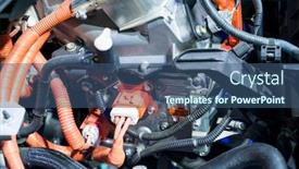  Presentation with electric car battery - Cool new PPT theme with battery-and-wire-installed backdrop and a ocean colored foreground