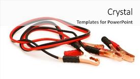  Presentation with battery - Presentation theme consisting of battery cables isolated background and a white colored foreground