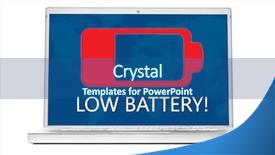  Presentation with battery - Colorful PPT theme enhanced with battery is getting low on modern laptop isolated on white background backdrop and a ocean colored foreground