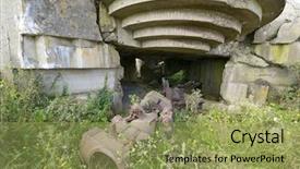  Presentation with battery - Cool new PPT theme with battery of longues sur mer normandy france backdrop and a yellow colored foreground