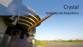  Presentation with battery - Slide set featuring battery of longues sur mer normandy france background and a teal colored foreground