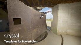  Presentation with battery - Theme with battery of longues sur mer normandy france background and a tawny brown colored foreground