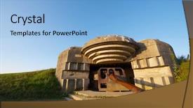  Presentation with battery - Amazing slide set having battery of longues sur mer normandy france backdrop and a light blue colored foreground