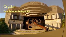  Presentation with battery - Amazing presentation theme having battery of longues sur mer normandy france backdrop and a tawny brown colored foreground