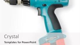  Presentation with battery - Cool new slide deck with battery-powered-electric-drill backdrop and a white colored foreground