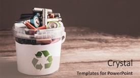  Presentation with bin - Presentation with battery recycle bin background and a soft green colored foreground